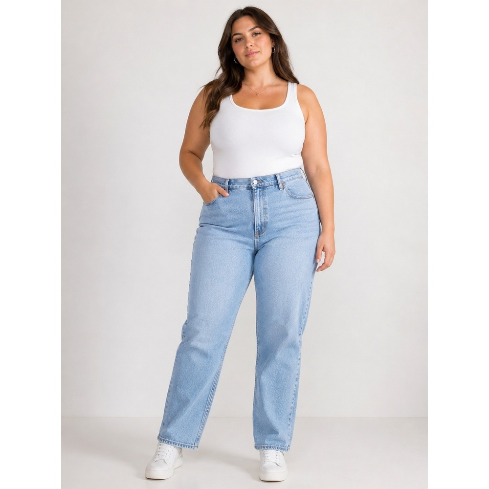 Abercrombie 90s Straight Jeans Womens 34 18 Curve Love Ultra High Rise Light